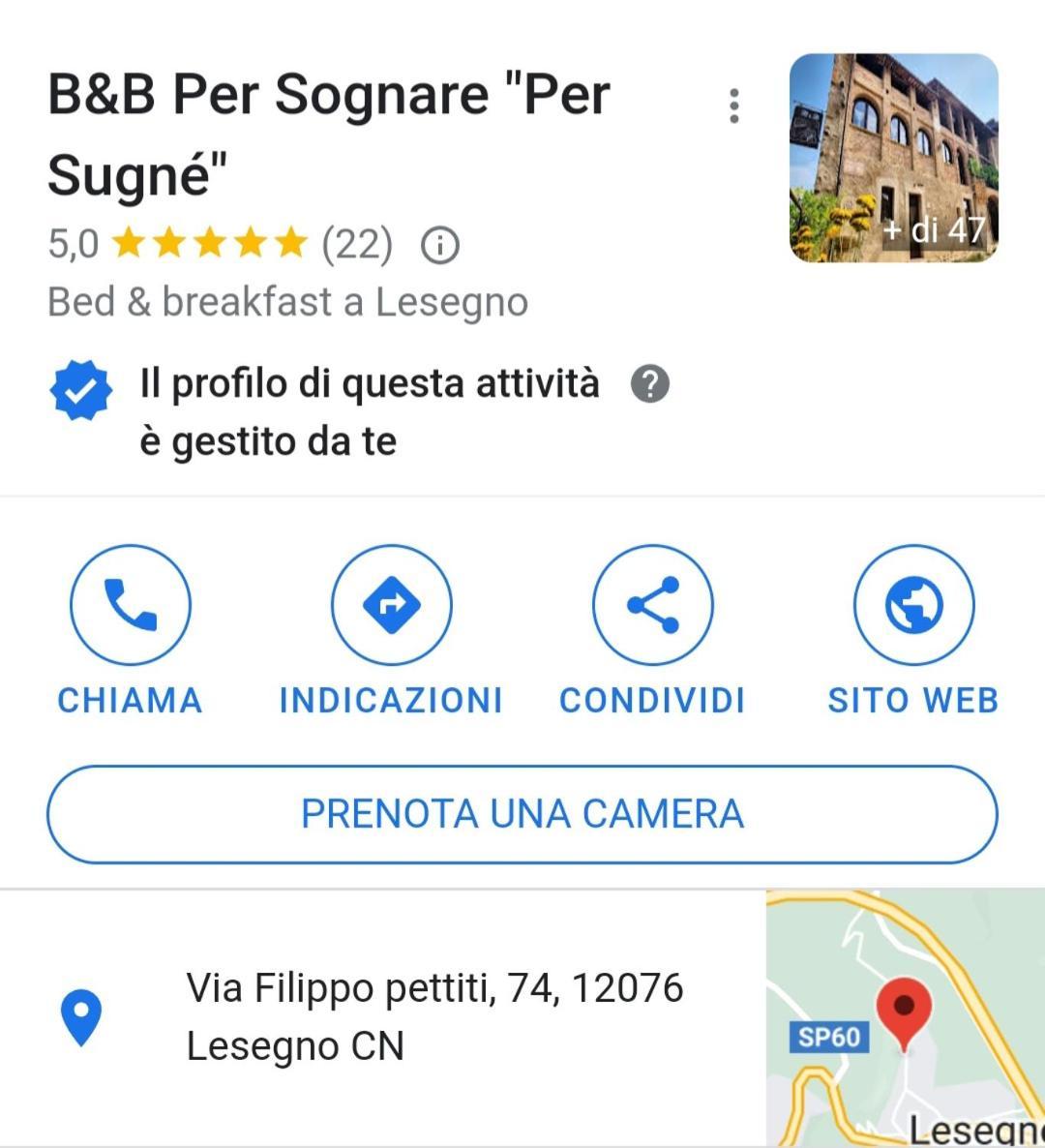 Bed and Breakfast Per Sognare Per Sugne Lesegno Exterior foto